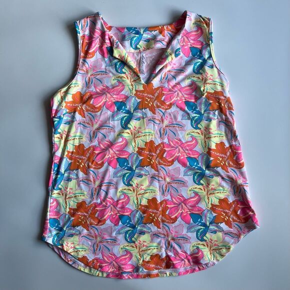 Lulu B Small Vneck Sleeveless Top with UPF50 Protection - Picture 1 of 4